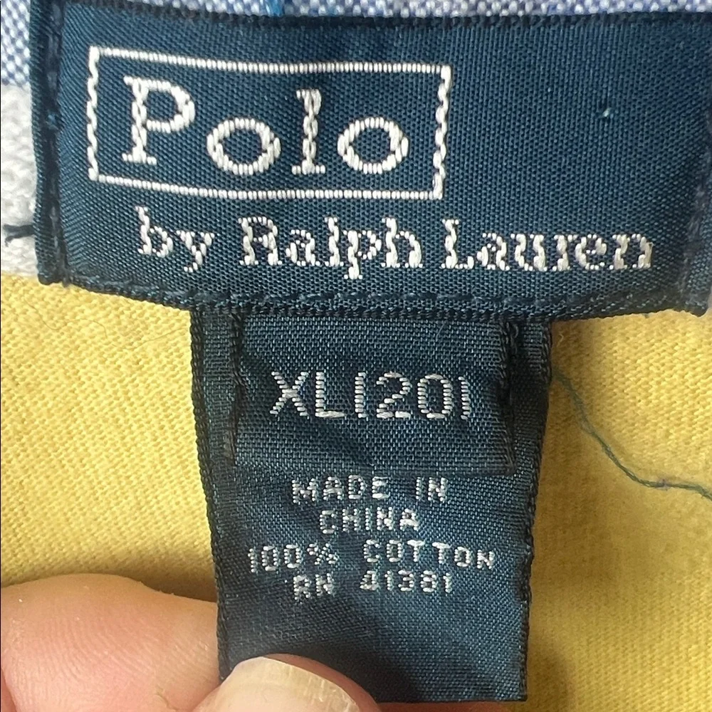 Ralph Lauren Bold Yellow and Navy Rugby Shirt SZ 20